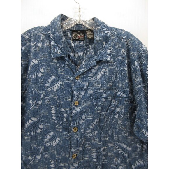 VINTAGE Ocean Pacific Shirt Large OP Hawaiian Floral Button Up Camp * - Picture 2 of 10